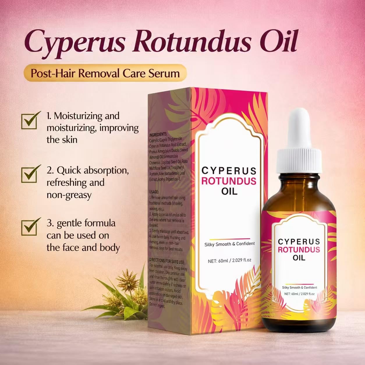 Cyperus Rotundus Oil for Hair Reduction - 60ml